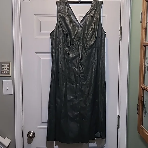 dresses festive Italian Pebble Grain Leather Panels in Olive Green main image 1